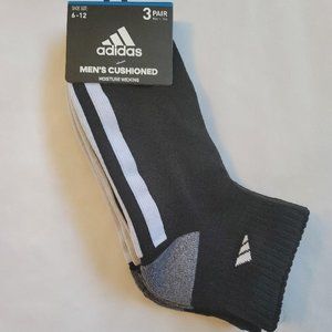 Adidas men’s quarter socks 3 pair size 6-12 black